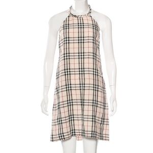 Burberry Nova Check Halter Dress Red and Black Plaid Fabric S:8